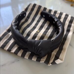 Lele Sadoughi Black Leather Knotted Headband